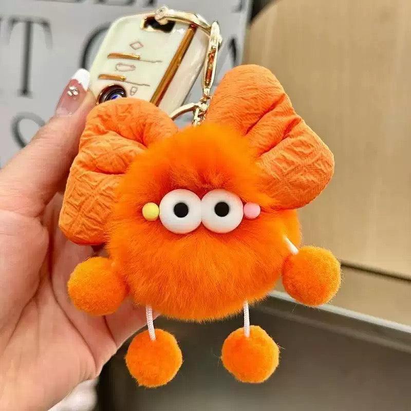 A.a. Furry Bow Keychain Colorful Fluffy Keyring Bagcharm