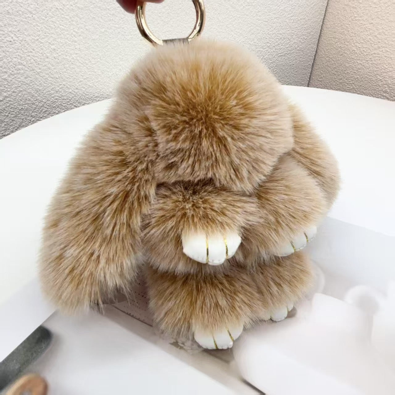 B. Cute Fluffy Bunny Keychain