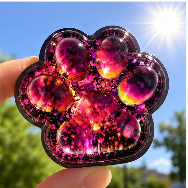 A. Cute Cat Paw Squishy Toy with Premium Plastic Bag Packaging, Glitter Sensory Squeeze Toy for Stress Relief, Slow Rising Kawaii Paw Fidget, Decompression Squishy Gift for Kids & Adults