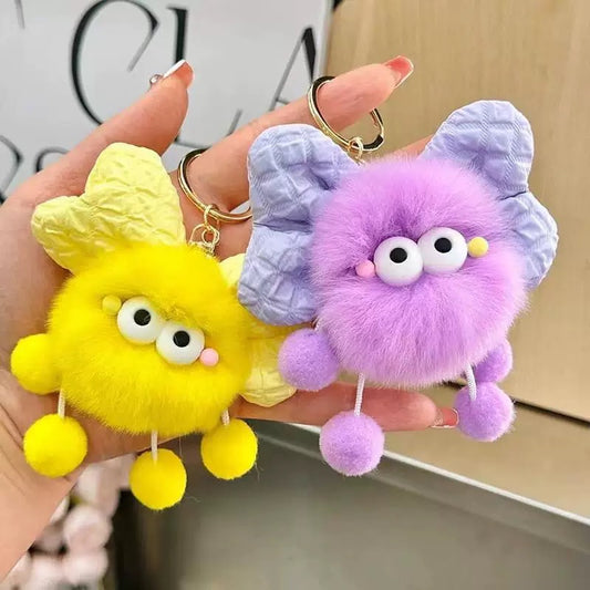 A.a. Furry Bow Keychain Colorful Fluffy Keyring Bagcharm