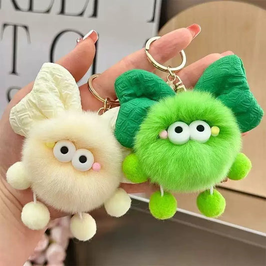 A.a. Furry Bow Keychain Colorful Fluffy Keyring Bagcharm