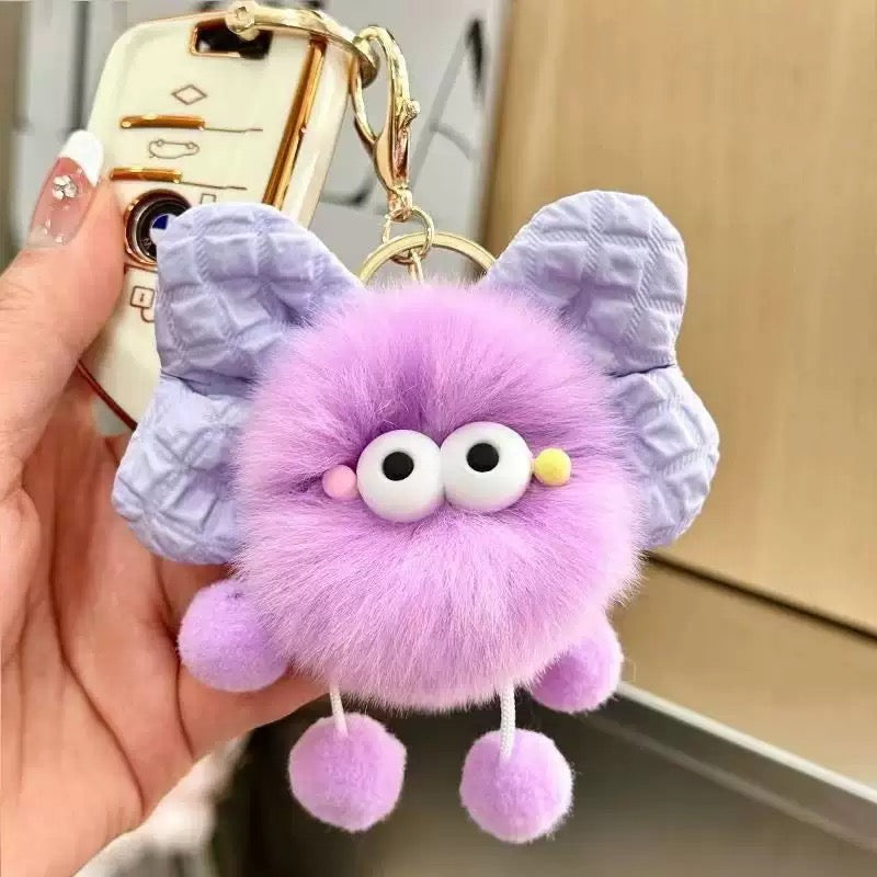 A.a. Furry Bow Keychain Colorful Fluffy Keyring Bagcharm