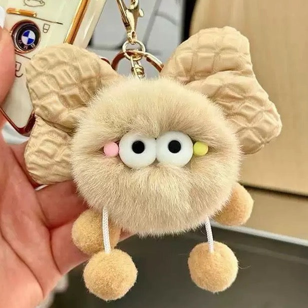 A.a. Furry Bow Keychain Colorful Fluffy Keyring Bagcharm