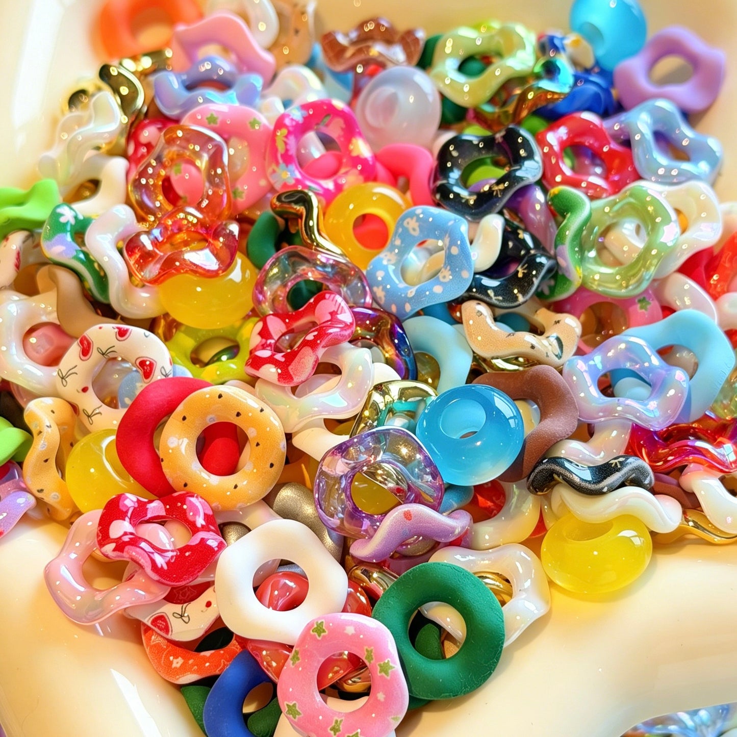A.【For Pen DIY】Colorful Donut Large Hole Bead Mix