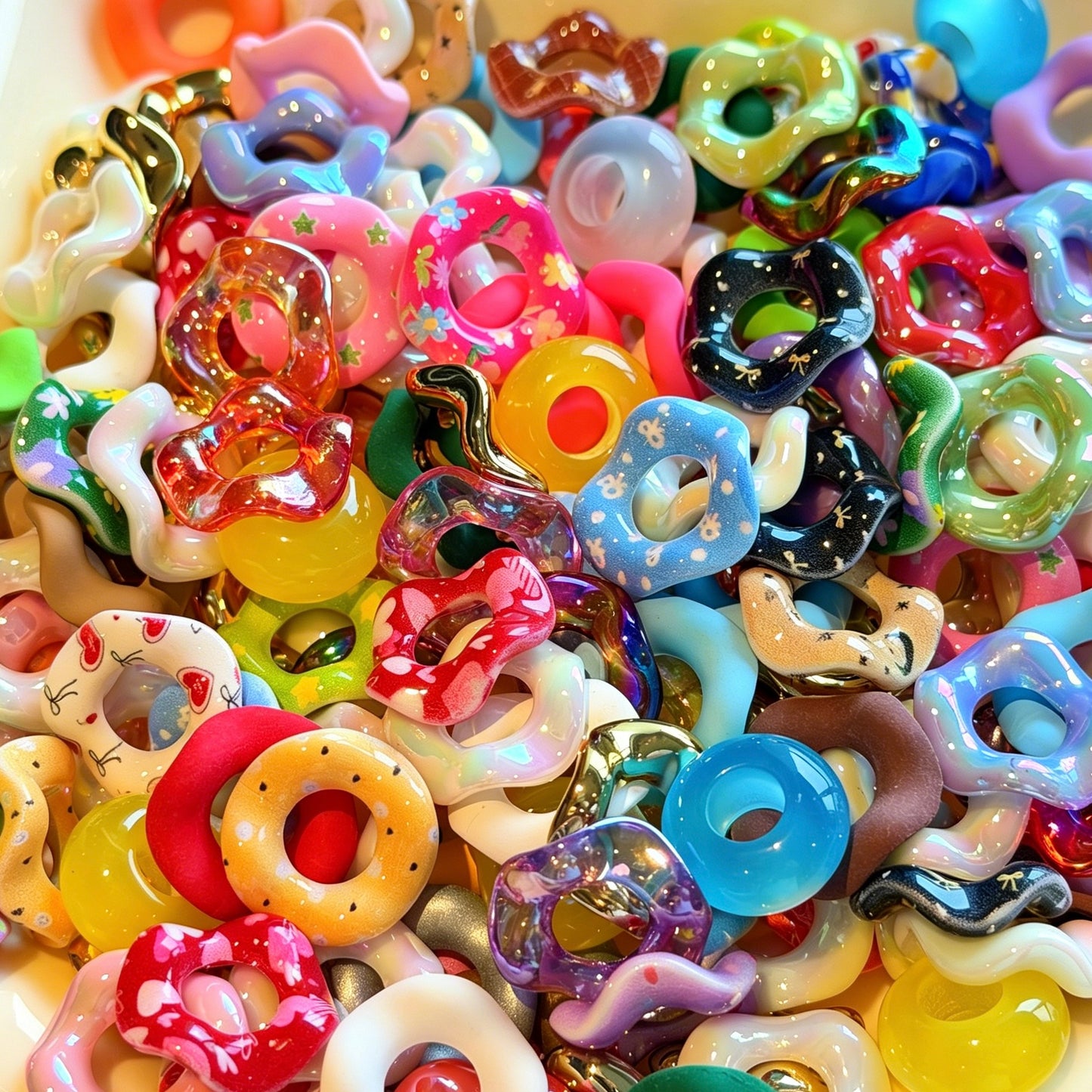 A.【For Pen DIY】Colorful Donut Large Hole Bead Mix