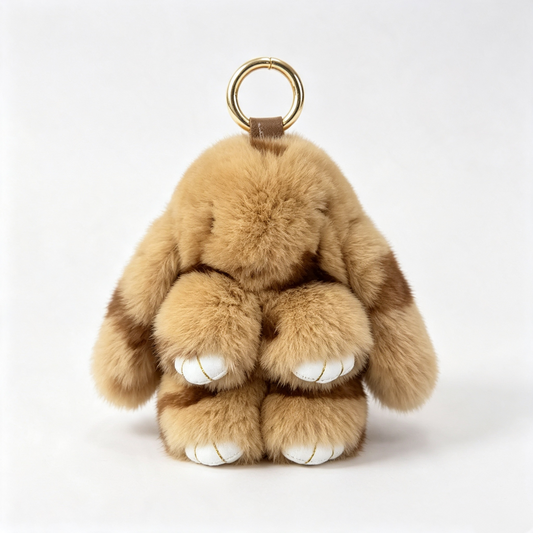 A. NEW Designer Handcrafted Fluffy Bunny Keychain, Whimsical Multicolor Mini Bag Charm, Cute Cutecore Aesthetic Purse Accessory for Women