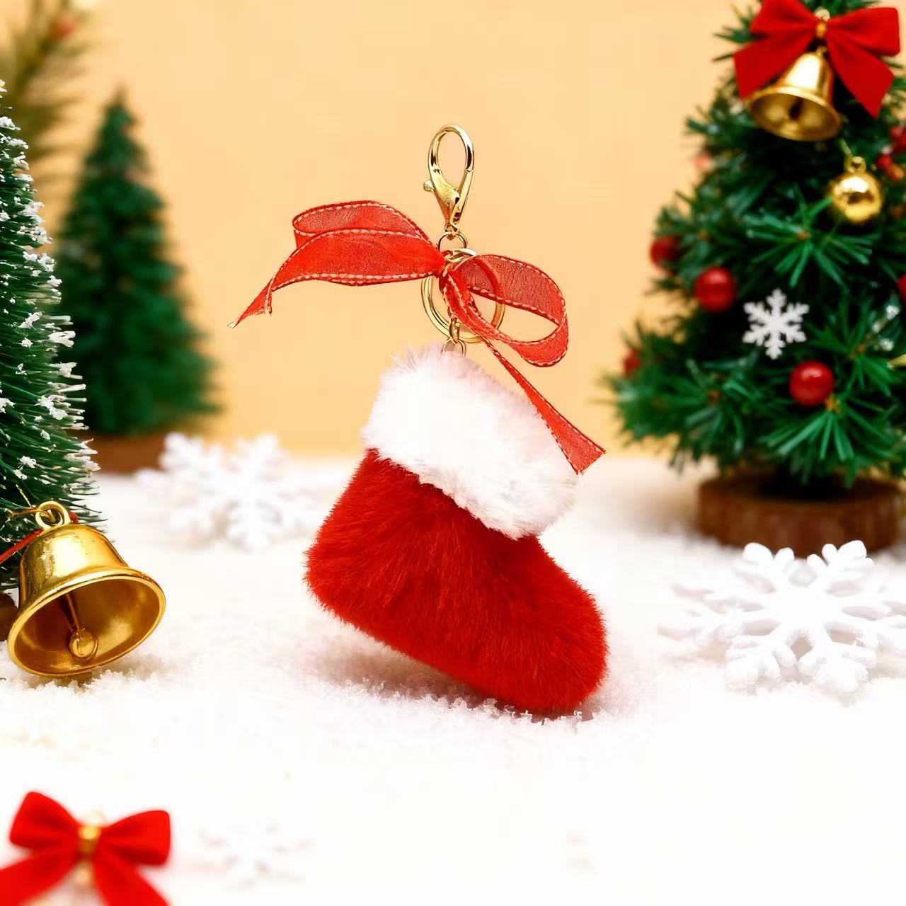 C.【20%OFF!!!】Cute Mini Furry Boots Keychain - Plush Soft Handbag Charm for Women Girls