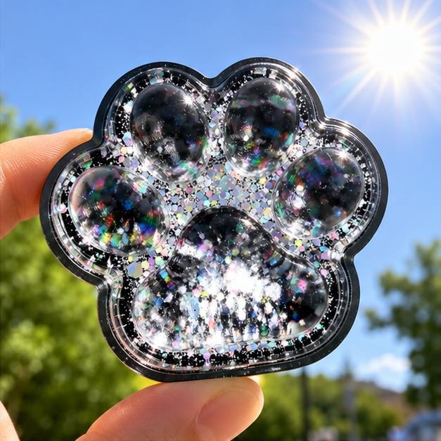 A. Cute Cat Paw Squishy Toy with Premium Plastic Bag Packaging, Glitter Sensory Squeeze Toy for Stress Relief, Slow Rising Kawaii Paw Fidget, Decompression Squishy Gift for Kids & Adults
