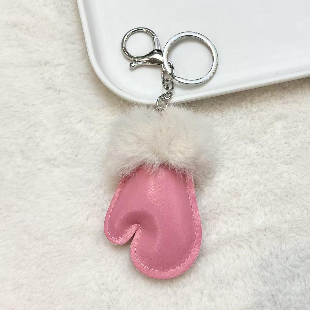 B.【20%OFF!!!】Plush Leather Gloves Keychain-Mini Gloves Keychain for Bag Charm
