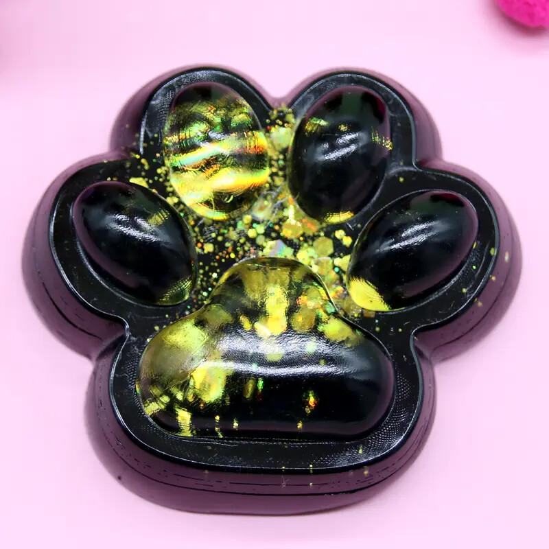 A. Cute Cat Paw Squishy Toy with Premium Plastic Bag Packaging, Glitter Sensory Squeeze Toy for Stress Relief, Slow Rising Kawaii Paw Fidget, Decompression Squishy Gift for Kids & Adults