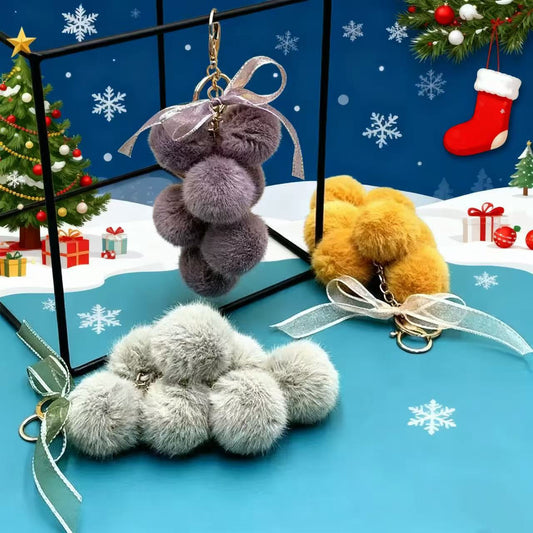 B.【20%OFF!!!】Furry Grape Keychain - Soft Plush Fruit Keychain,Cute Gift for Girls, Bag Car Accessories
