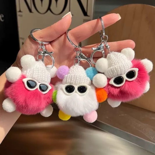 A.A. Cute Furry Keychain Colorful Fluffy Keyring