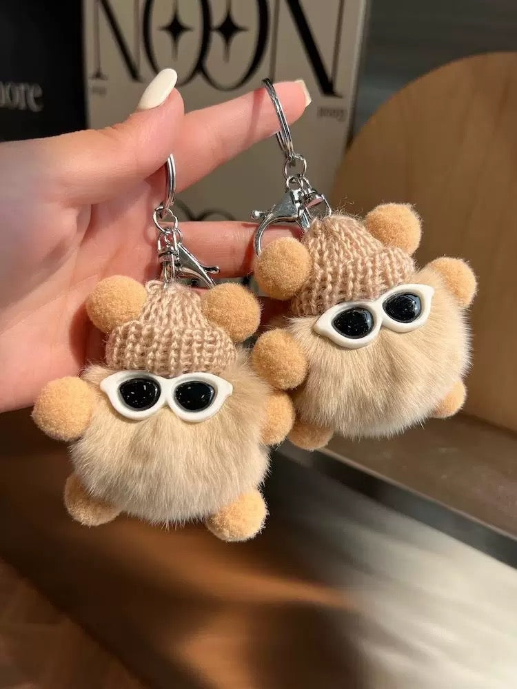 A.A. Cute Furry Keychain Colorful Fluffy Keyring