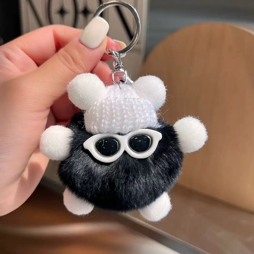 A.A. Cute Furry Keychain Colorful Fluffy Keyring