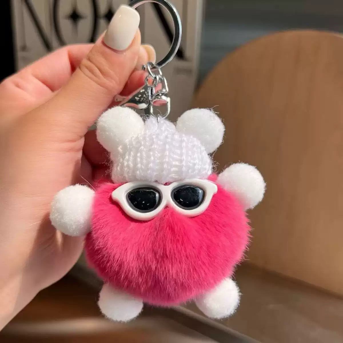 A.A. Cute Furry Keychain Colorful Fluffy Keyring