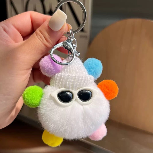 A.A. Cute Furry Keychain Colorful Fluffy Keyring