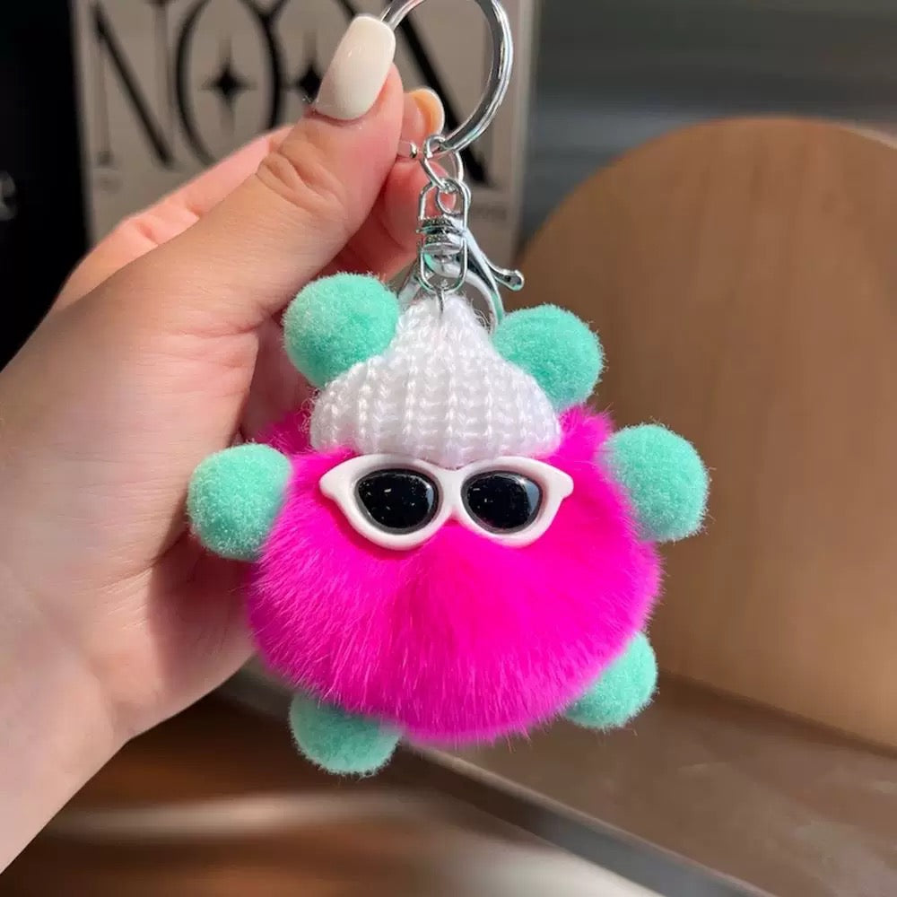 A.A. Cute Furry Keychain Colorful Fluffy Keyring