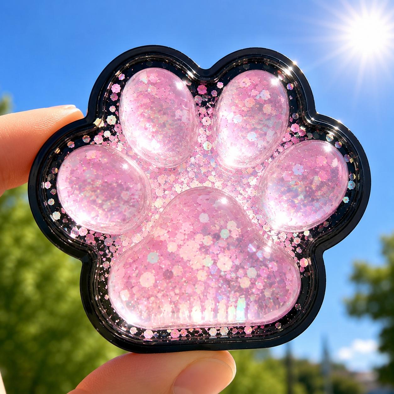 A. Cute Cat Paw Squishy Toy with Premium Plastic Bag Packaging, Glitter Sensory Squeeze Toy for Stress Relief, Slow Rising Kawaii Paw Fidget, Decompression Squishy Gift for Kids & Adults