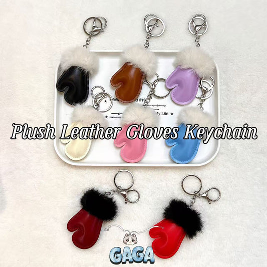 B.【20%OFF!!!】Plush Leather Gloves Keychain-Mini Gloves Keychain for Bag Charm