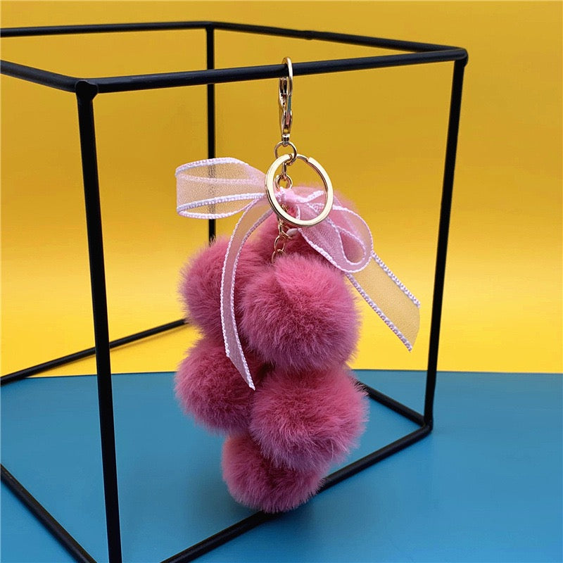 B.【20%OFF!!!】Furry Grape Keychain - Soft Plush Fruit Keychain,Cute Gift for Girls, Bag Car Accessories